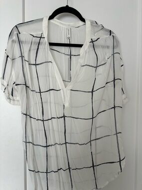 Gentle Fawn White Blouse with Black Windowpane Grid